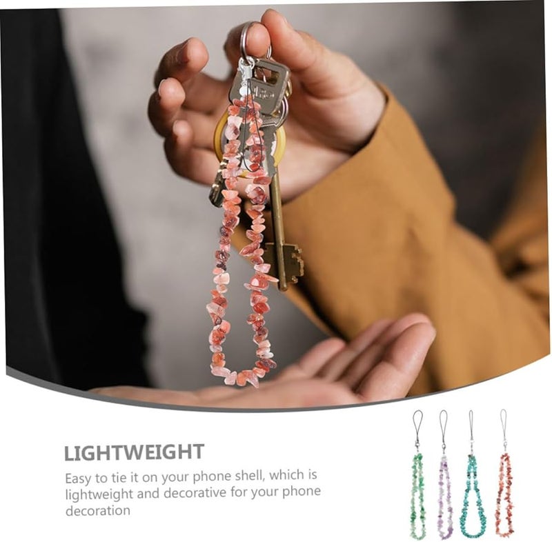 Beaded Crystal Phone Lanyard Wrist Strap 4Pcs Set Lightweight Mobile Accessory - Image 5